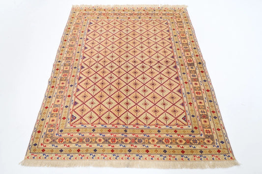 145 x 178 cm | Flat Weaved Afghan Tribal Hand Knotted Veg Dye Wool Carpet