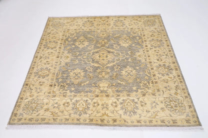 184 x 182 cm | Floral Afghan Tribal Hand Knotted Wool Carpet