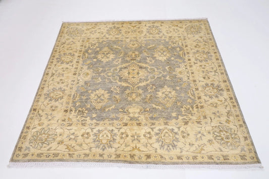 184 x 182 cm | Floral Afghan Tribal Hand Knotted Wool Carpet