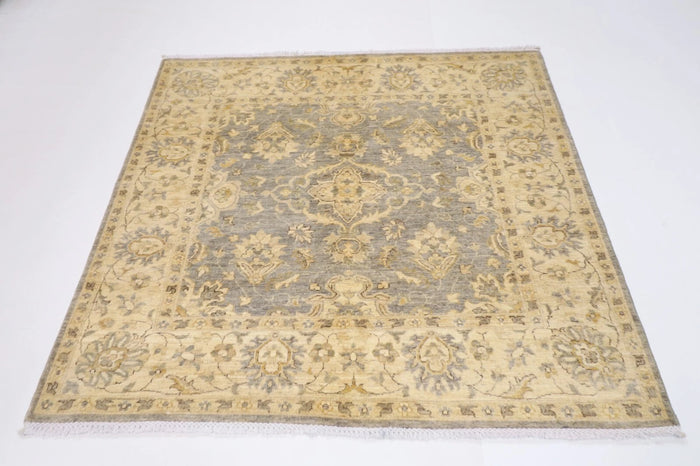 184 x 182 cm | Floral Afghan Tribal Hand Knotted Wool Carpet