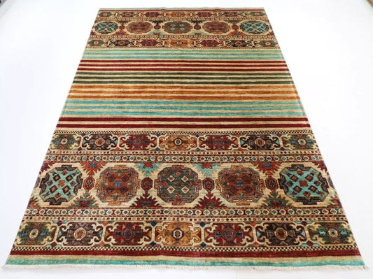 179 x 247 cm | Khorjun Afghan Tribal Hand Knotted Veg Dye Wool Carpet