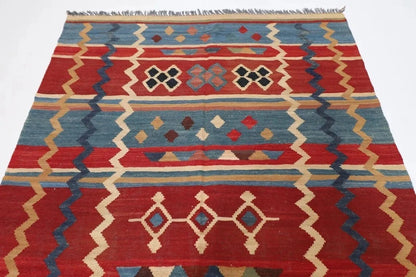 154 x 256 cm | Flat Weaved Afghan Tribal Hand Knotted Veg Dye Wool Carpet