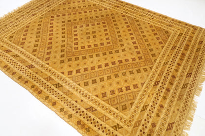 208 x 276 cm | Flat Weaved Carpet Kilim Afghan Tribal Hand Knotted Carpet