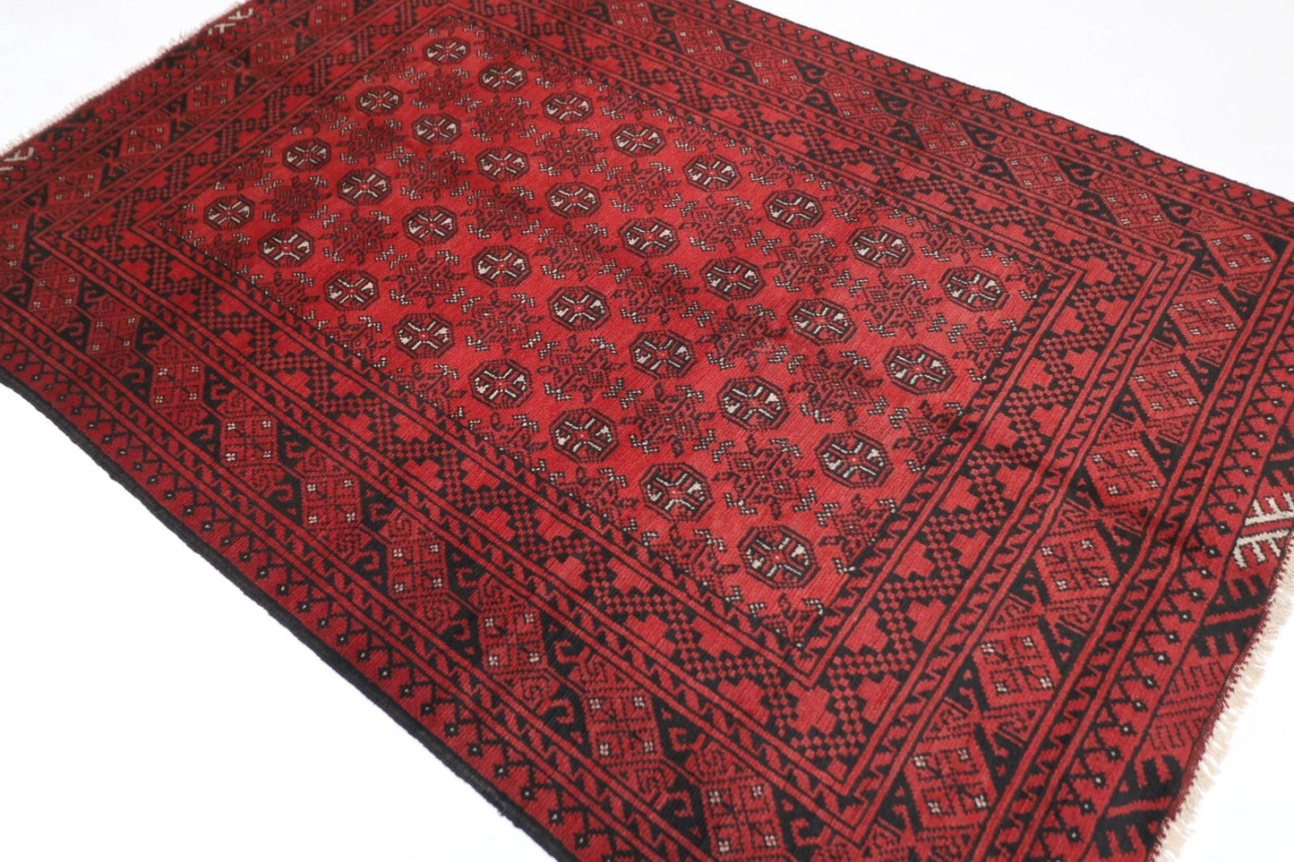 164 x 239 cm | Akja Bokhara Afghan Tribal Hand Knotted Veg Dye Wool Carpet