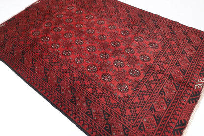 164 x 239 cm | Akja Bokhara Afghan Tribal Hand Knotted Veg Dye Wool Carpet