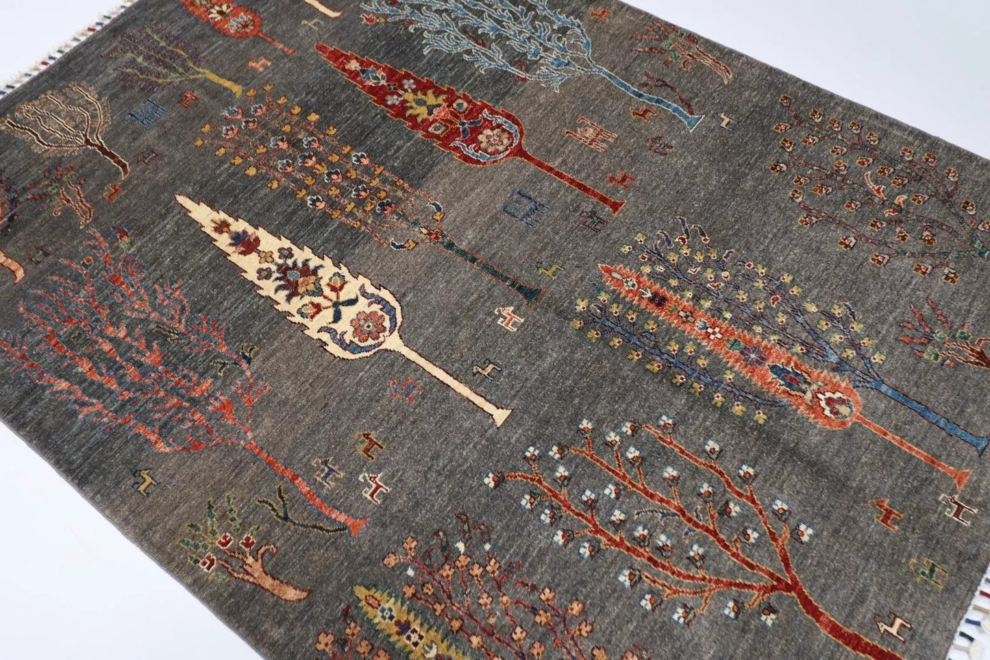 149 x 208 cm | Tree Afghan Tribal Hand Knotted Veg Dye Wool Carpet
