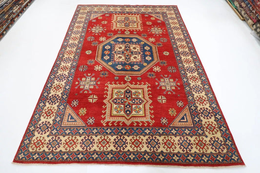 203 x 280 cm | Kazak Afghan Tribal Hand Knotted Carpet