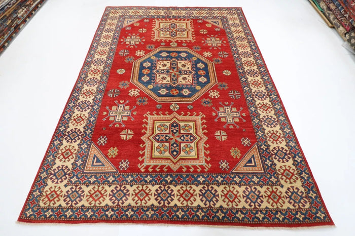 203 x 280 cm | Kazak Afghan Tribal Hand Knotted Carpet