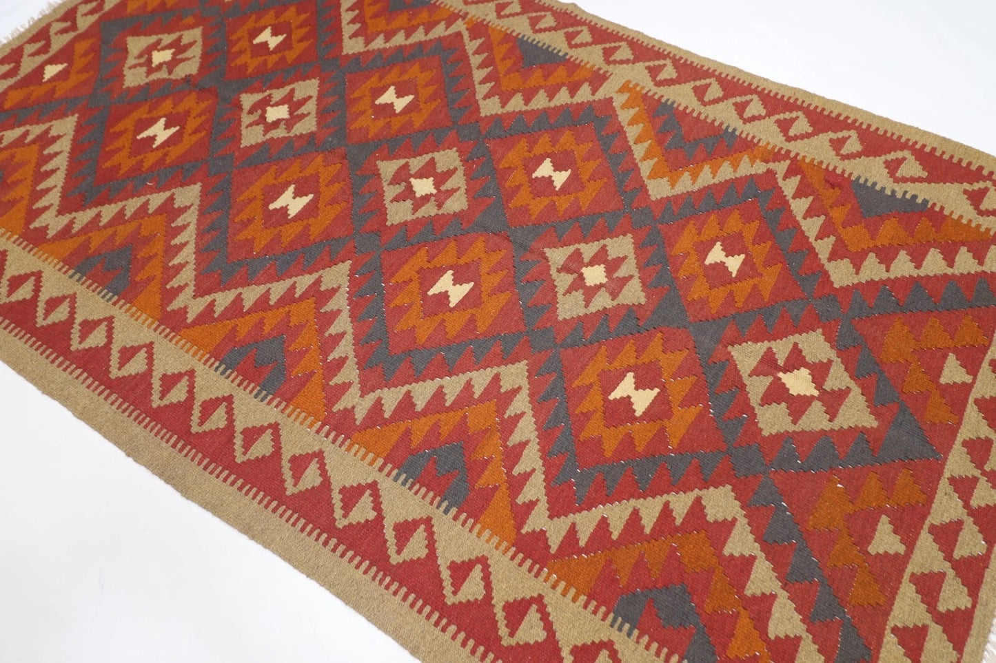 144 x 244 cm | Flat Weave Afghan Tribal Hand Knotted Veg Dye Wool Carpet