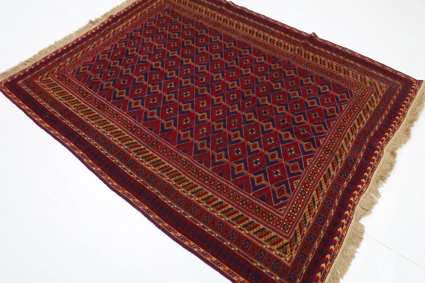 172 x 215 cm | Vintage Kilim Afghan Tribal Hand Knotted Veg Dye Wool Carpet