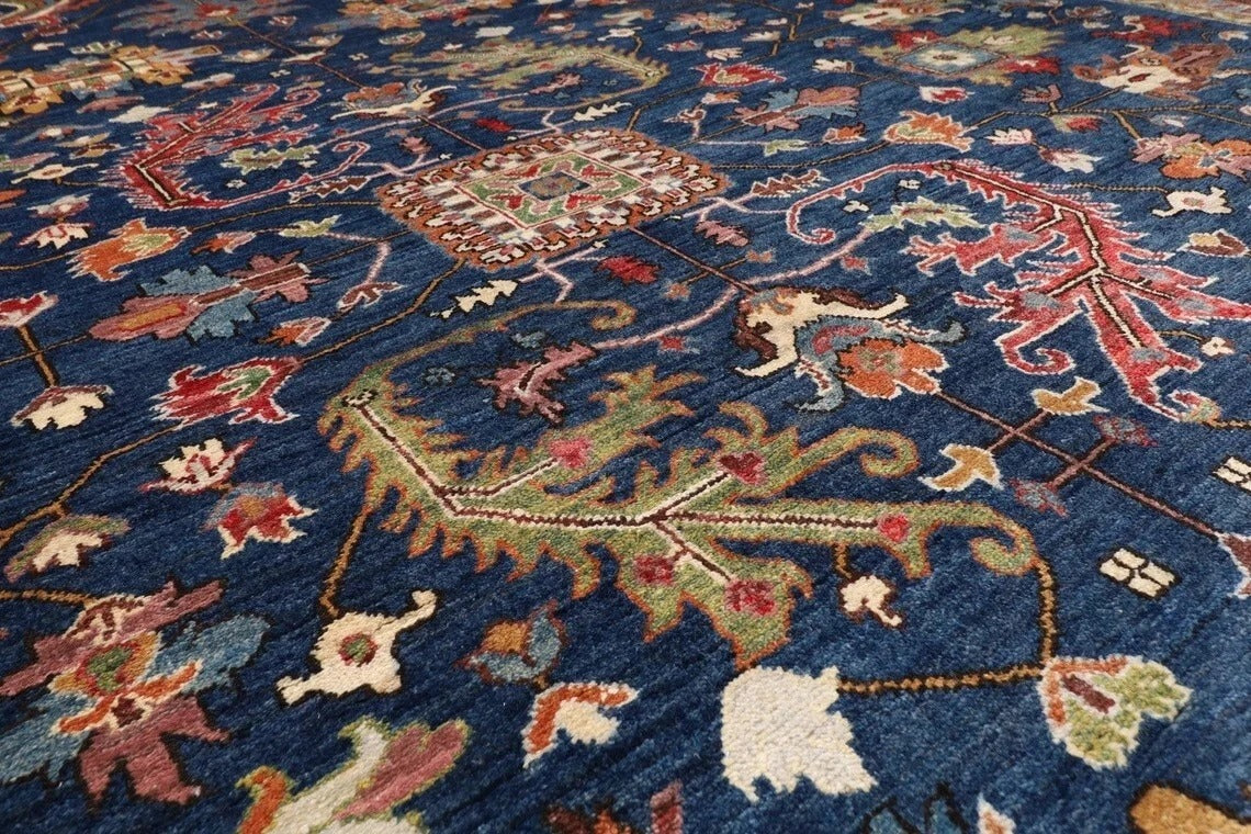 273 x 363 cm | Navy Afghan Tribal Hand Knotted Carpet