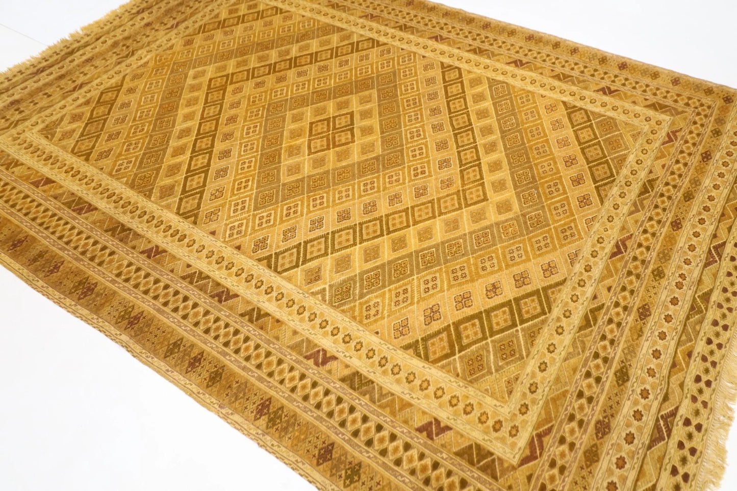 202 x 278 cm | Flat Weaved Carpet Kilim Afghan Tribal Hand Knotted Carpet