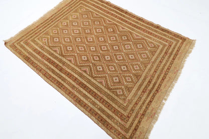 140 x 176 cm | Accent Afghan Tribal Hand Knotted Veg Dye Wool Carpet