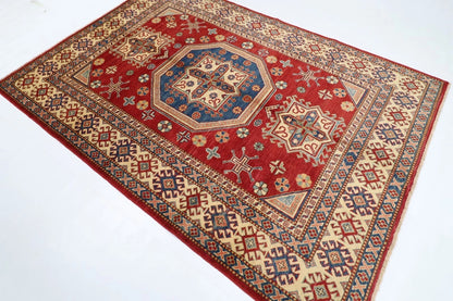 177 x 255 cm | Kazak Afghan Tribal Hand Knotted Veg Dye Wool Carpet