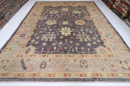 311 x 425 cm | Oushak Grey Afghan Tribal Hand Knotted Carpet