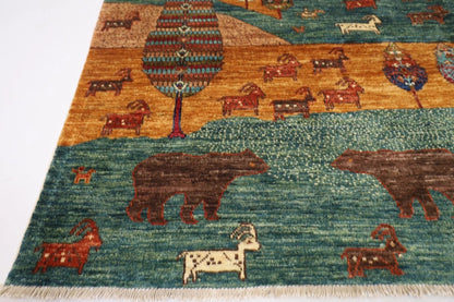 196 x 195 cm | Animal Afghan Tribal Hand Knotted Wool Carpet
