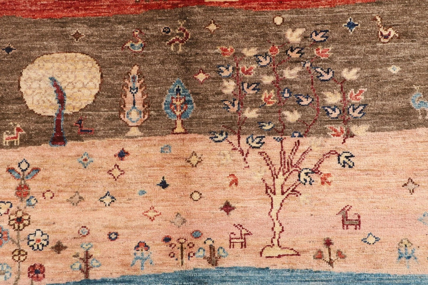 148 x 204 cm | Landscape Afghan Tribal Hand Knotted Veg Dye Wool Carpet