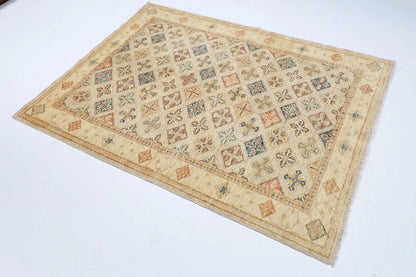 124 x 161 cm | Afghan Tribal Hand Knotted Veg Dye Wool carpet