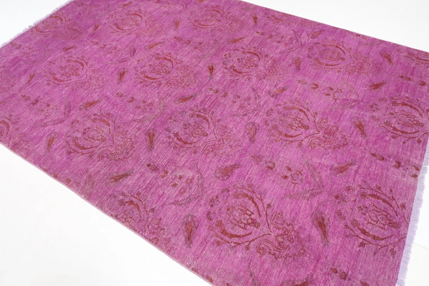 177 x 257 cm | Gabbeh Purple Afghan Tribal Hand Knotted Veg Overdye  Wool Carpet