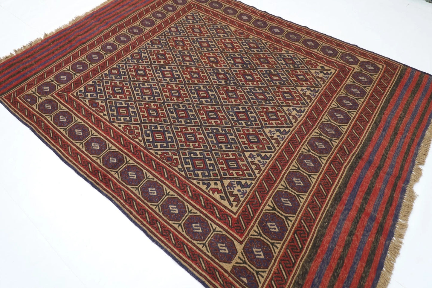 200 x 270 cm | Flat Weaved Kilim Afghan Tribal Hand Knotted Carpet
