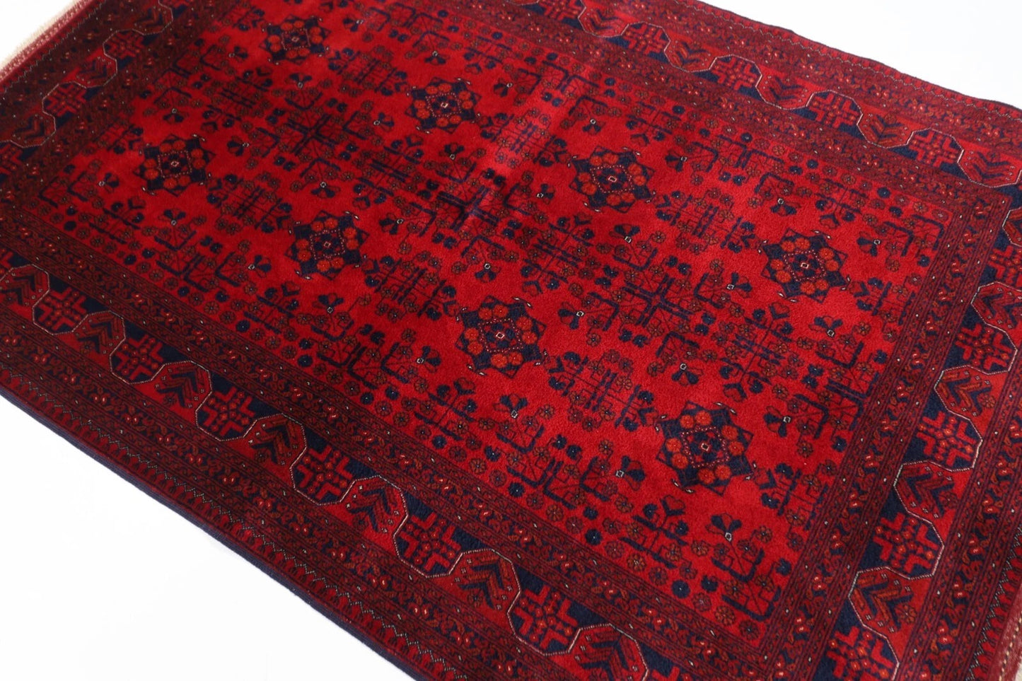 132 x 202 cm | Belgic Afghan Tribal Hand Knotted Veg Dye Wool carpet