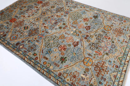 182 x 270 cm |  Gray Afghan Tribal Hand Knotted Veg Dye Wool carpet