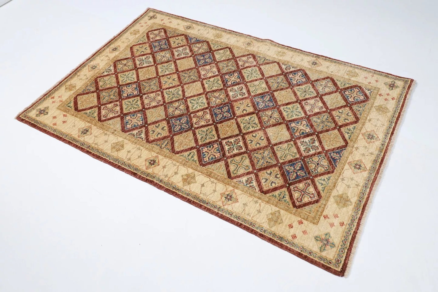 120 x 174 cm | Afghan Tribal Hand Knotted Veg Dye Wool carpet