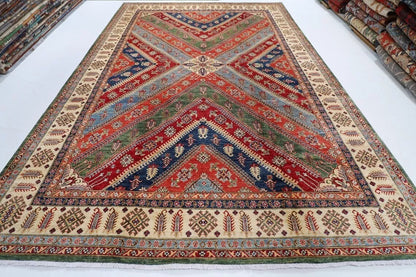 276 x 413 cm | Kazak Afghan Tribal Hand Knotted Carpet