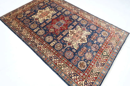 149 x 230 cm | Kazak Afghan Tribal Hand Knotted Veg Dye Wool Carpet