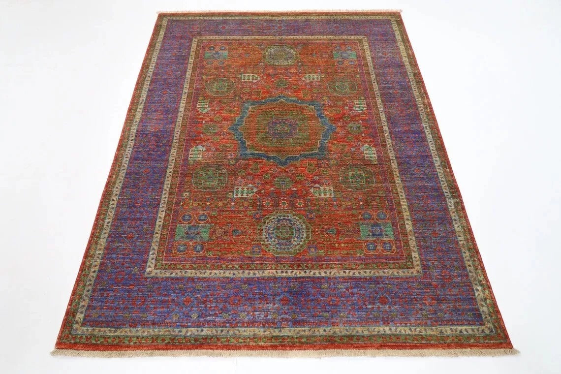 156 x 200 cm | Mamluk Afghan Tribal Hand Knotted Veg Dye Wool Carpet