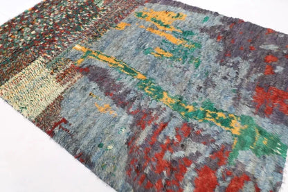 194 x 284 cm | Abstract Long Pile Afghan Tribal Hand Knotted Carpet