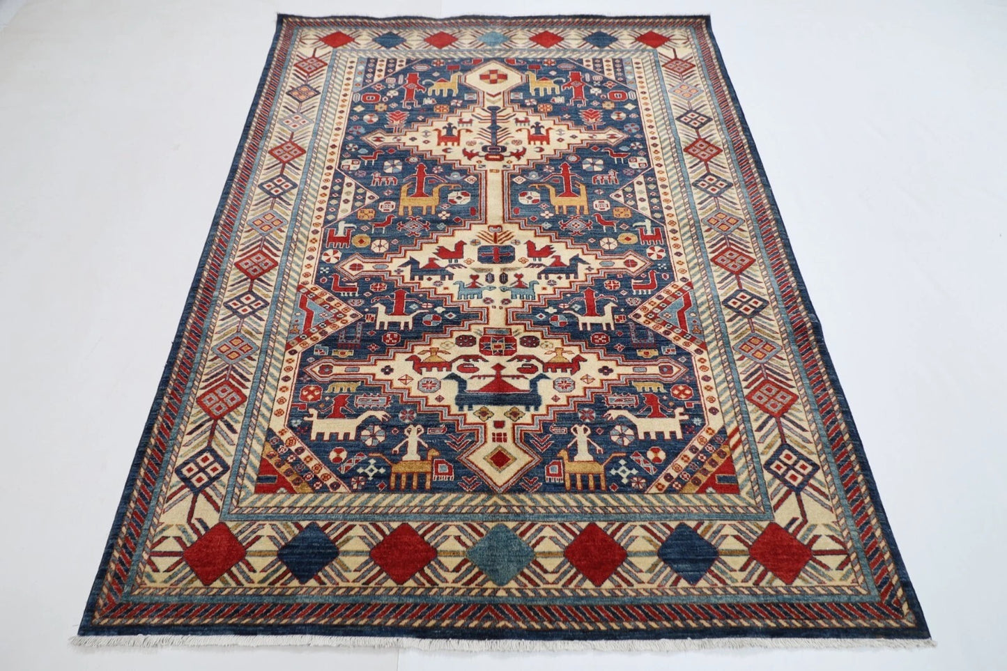 160 x 212 cm | Fine Afghan Tribal Hand Knotted Veg Dye Wool Carpet