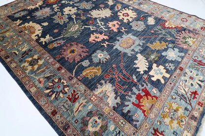 276 x 362 cm | Oushak Navy Afghan Tribal Hand Knotted Carpet
