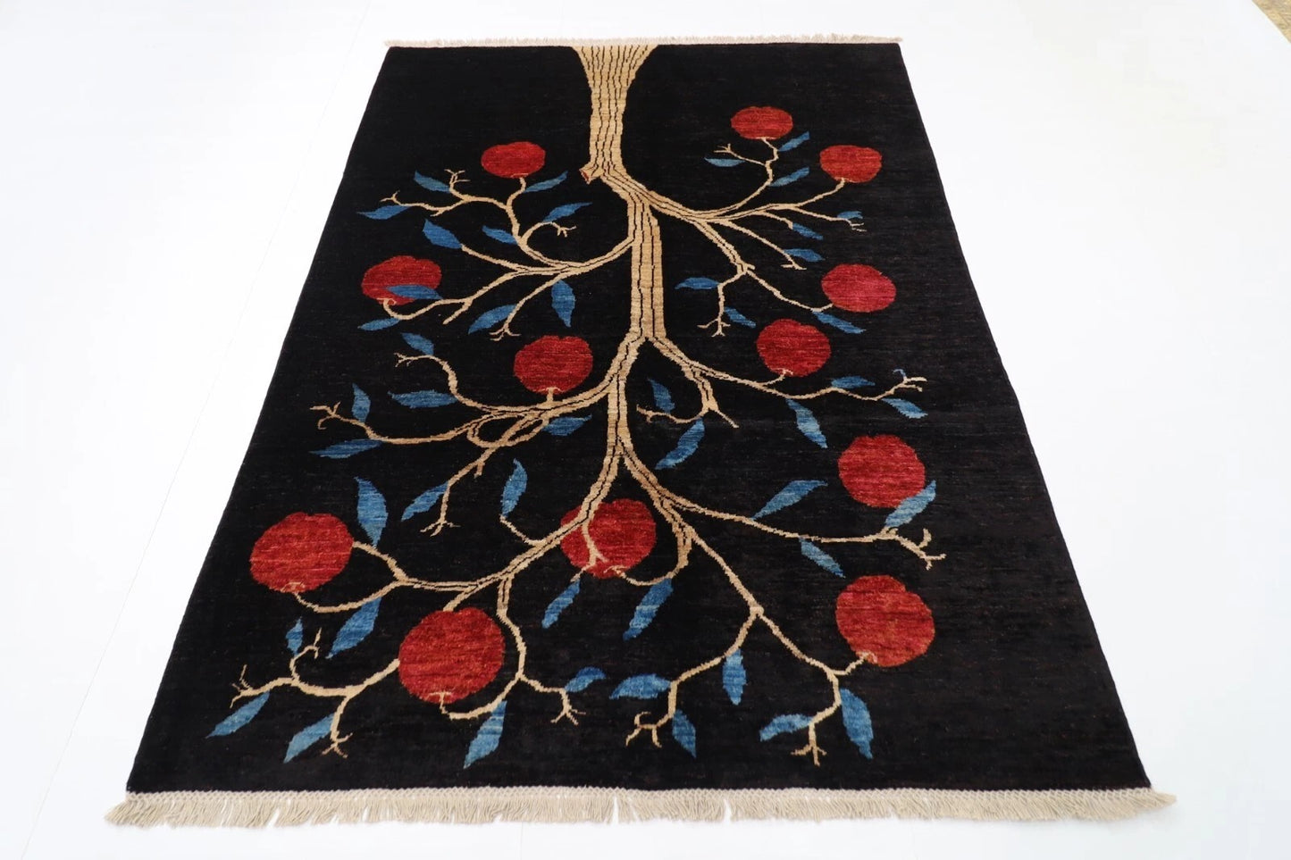 162 x 216 cm | Pomegranate Afghan Tribal Hand Knotted Veg Dye Wool Carpet