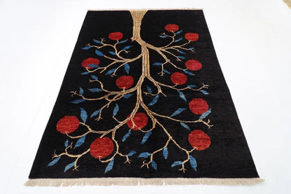 162 x 216 cm | Pomegranate Afghan Tribal Hand Knotted Veg Dye Wool Carpet