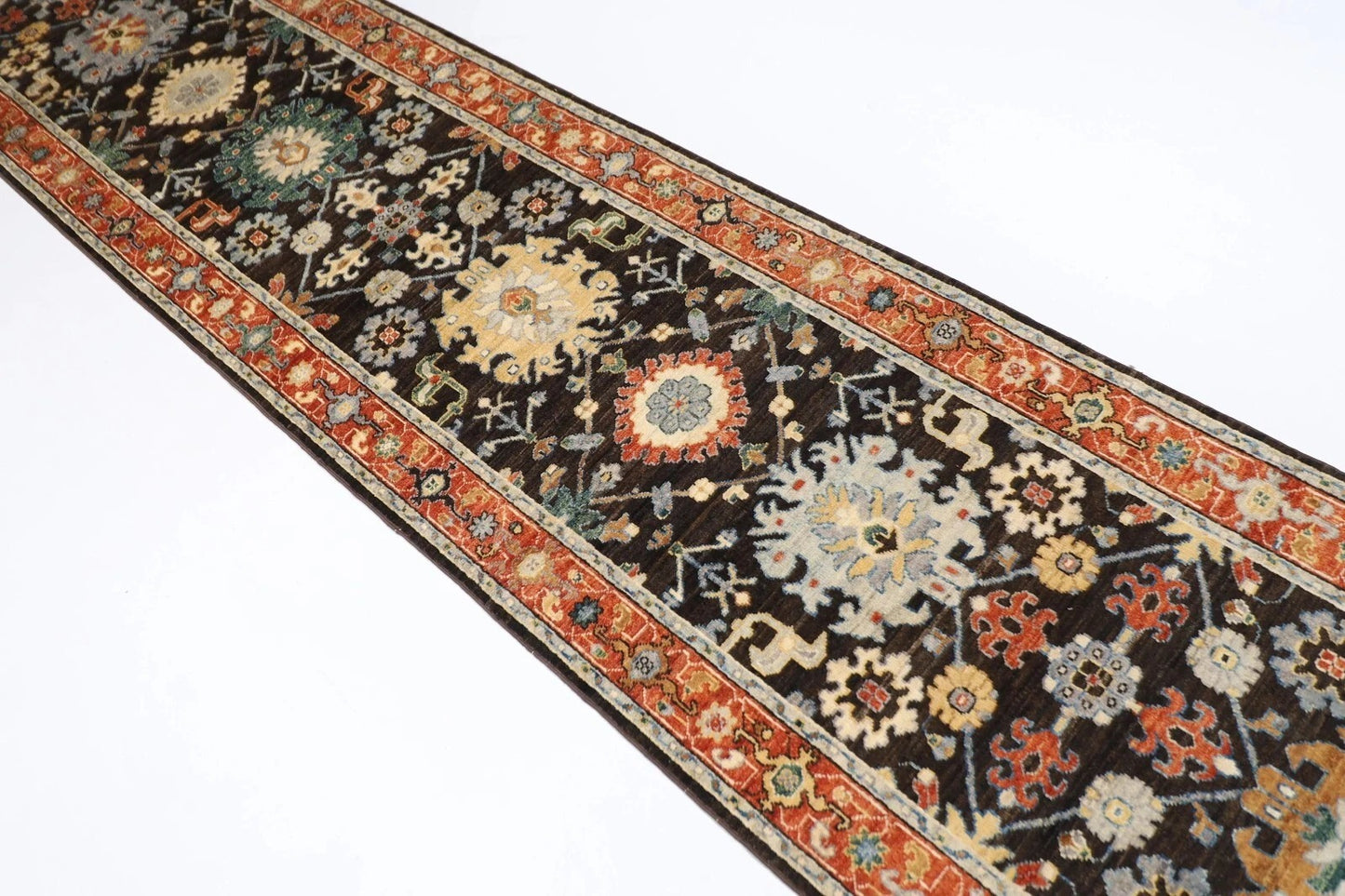 81 x 441 cm | Brown Afghan Tribal Hand Knotted Wool Runner