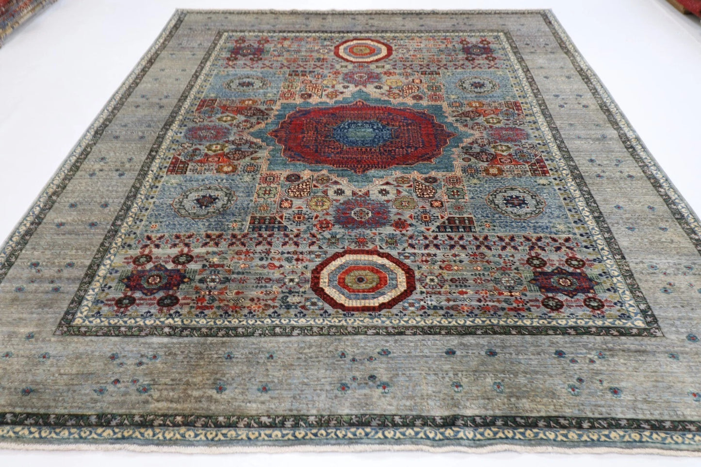 246 x 296 cm | Mamluk Afghan Tribal Hand Knotted Carpet