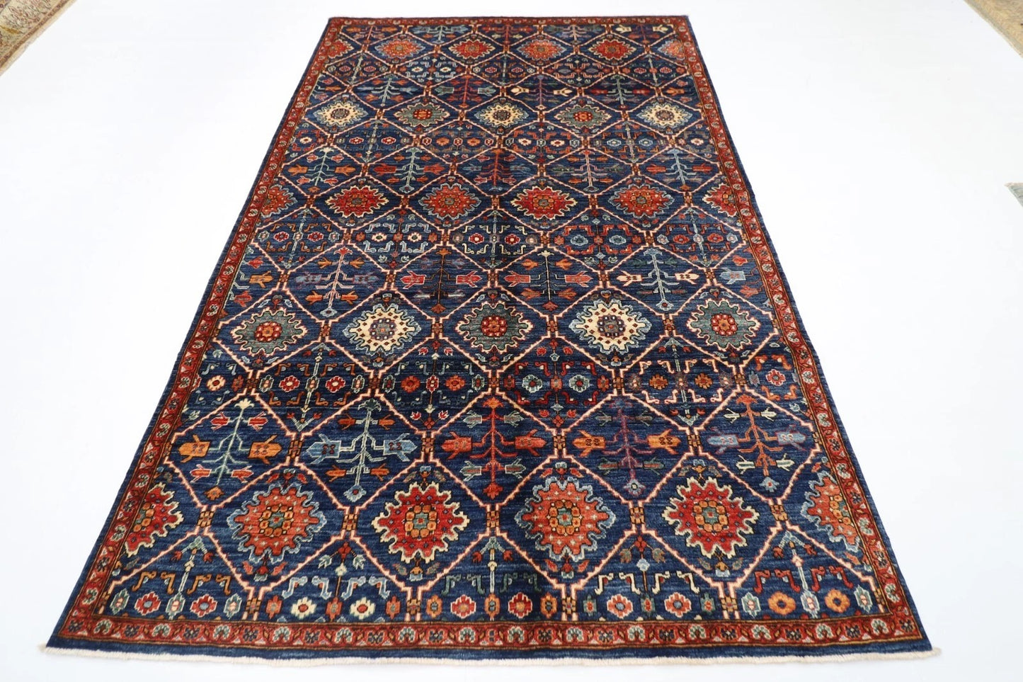 180 x 274 cm |  Afghan Blue Tribal Hand Knotted Veg Dye Wool carpet