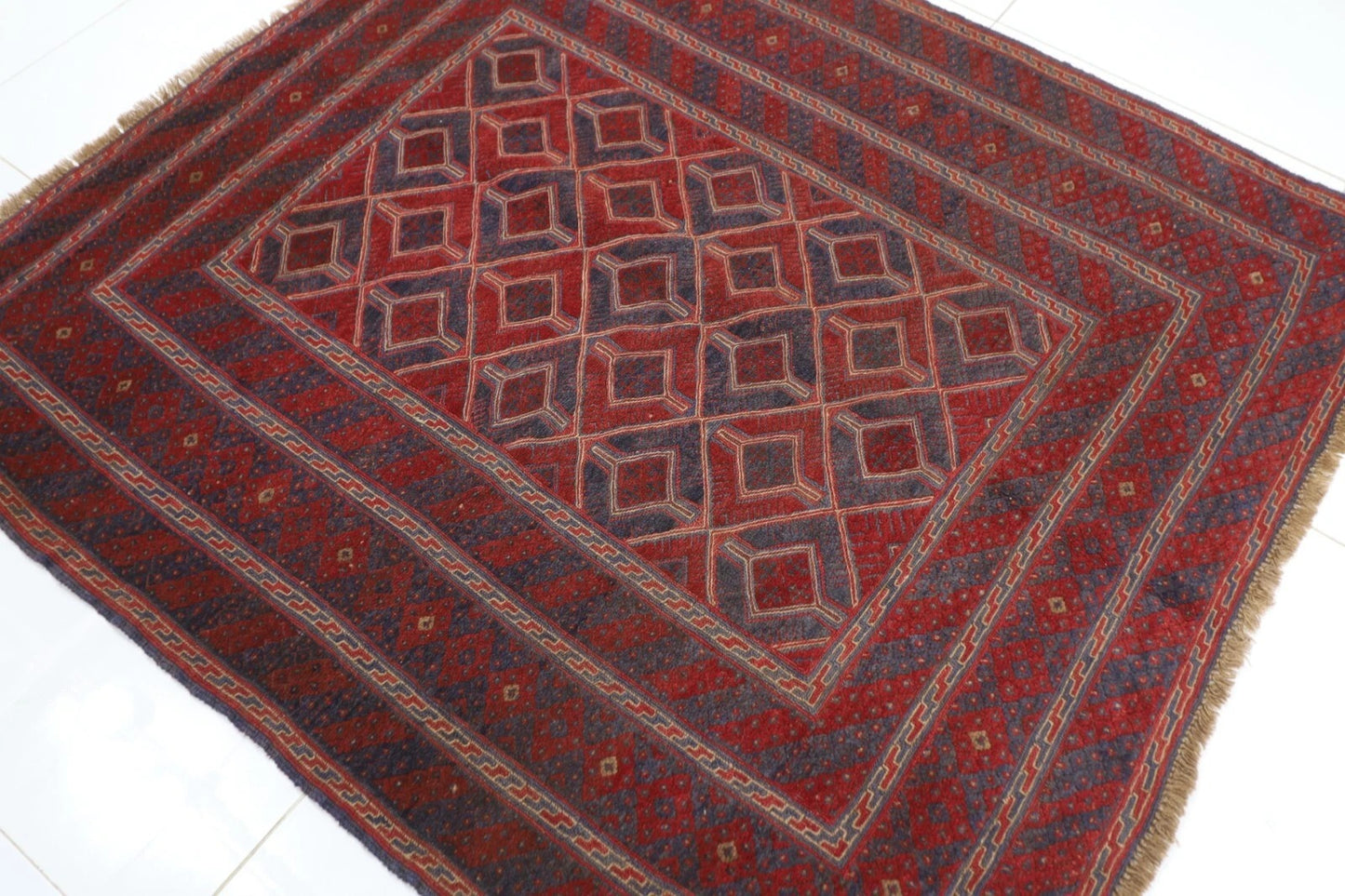155 x 171 cm | Accent Afghan Tribal Hand Knotted Veg Dye Wool Carpet