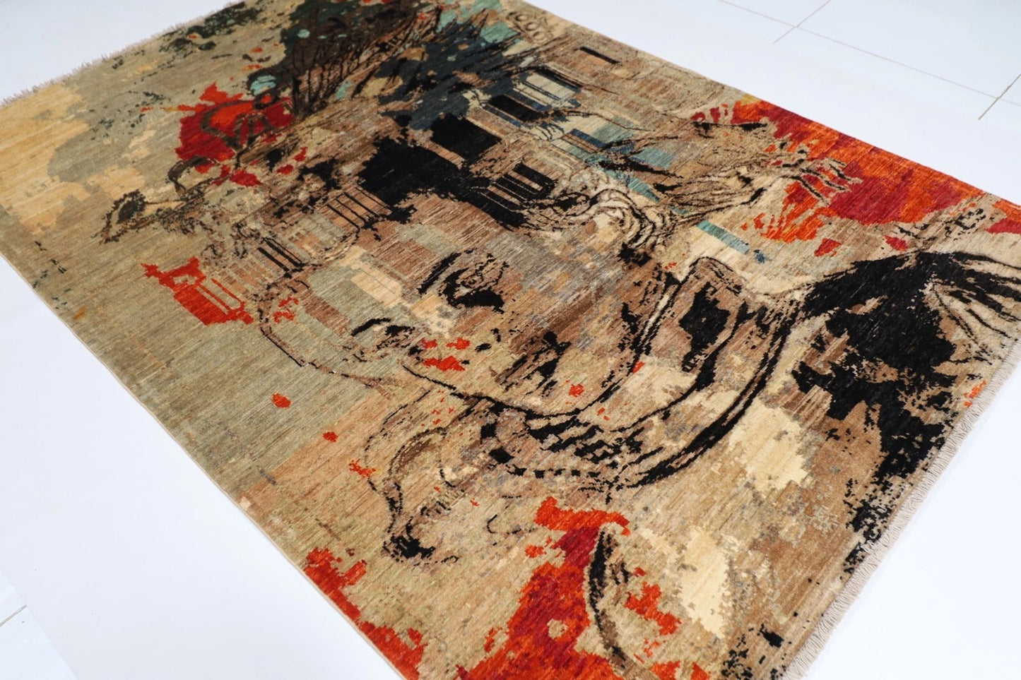 169 x 242 cm | Art Afghan Tribal Hand Knotted Veg Dye Wool Carpet
