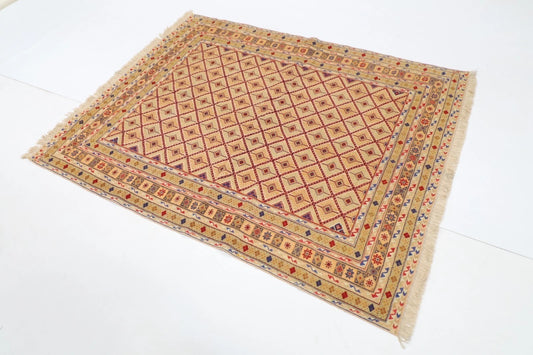 145 x 178 cm | Flat Weaved Afghan Tribal Hand Knotted Veg Dye Wool Carpet