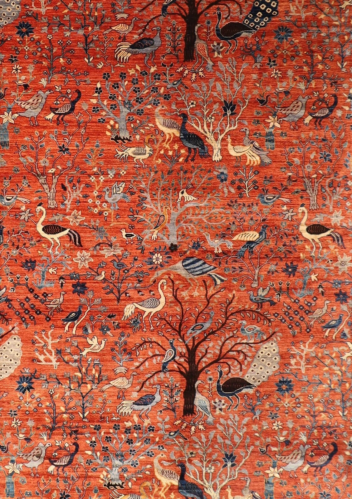 303 x 420 cm | Birds Orange Afghan Tribal Hand Knotted Carpet