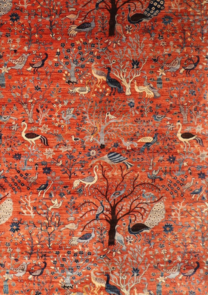 303 x 420 cm | Birds Orange Afghan Tribal Hand Knotted Carpet