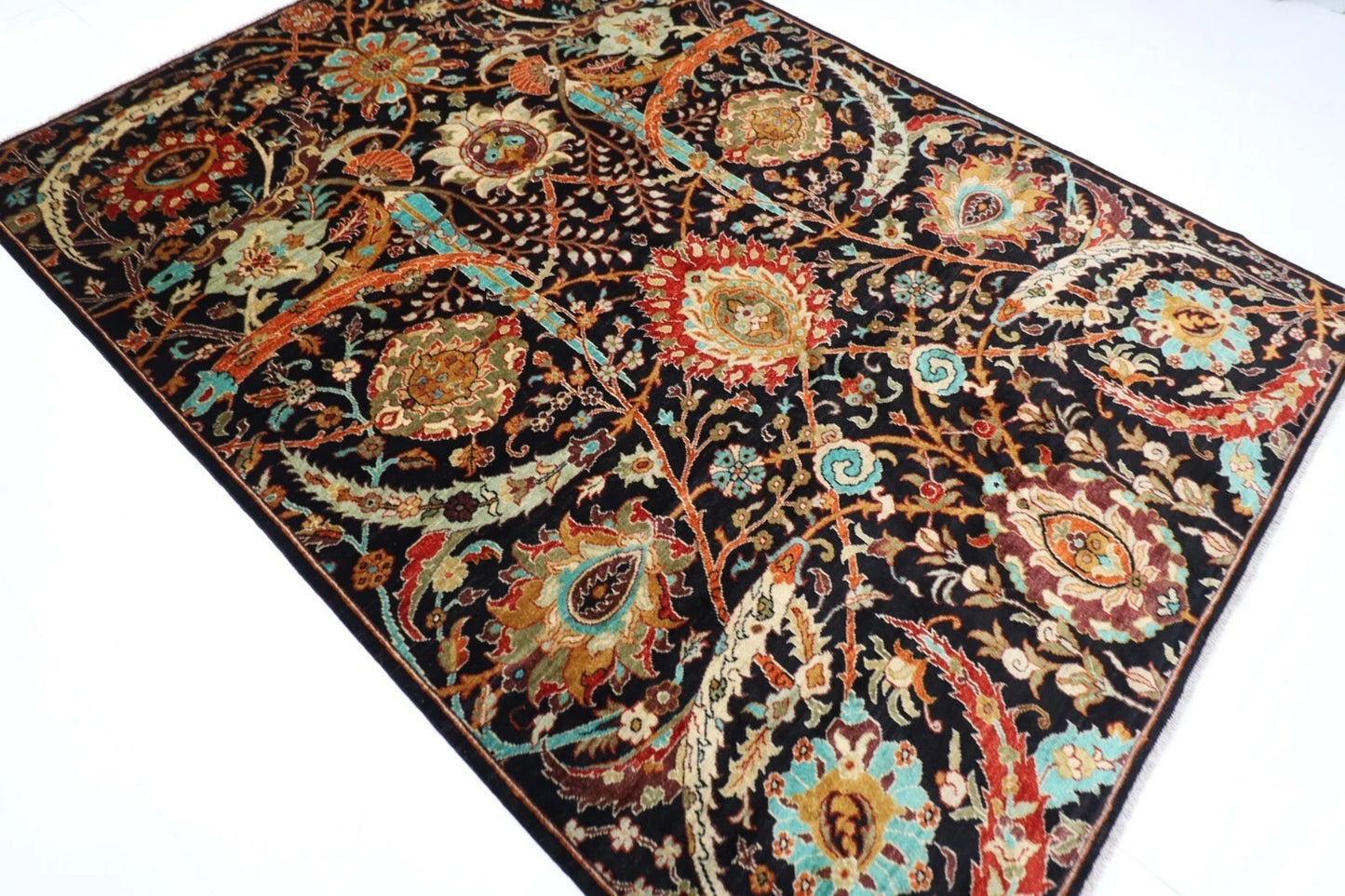 185 x 265 cm |  Bidjar Black Afghan Tribal Hand Knotted Veg Dye Wool carpet