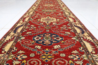97 x 583 cm | Kazak Red Afghan Tribal Hand Knotted Wool Runner