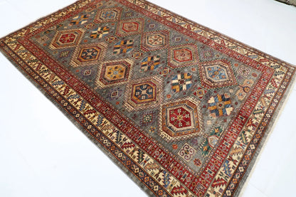 181 x 271 cm |  Kazak Gray Afghan Tribal Hand Knotted Veg Dye Wool carpet