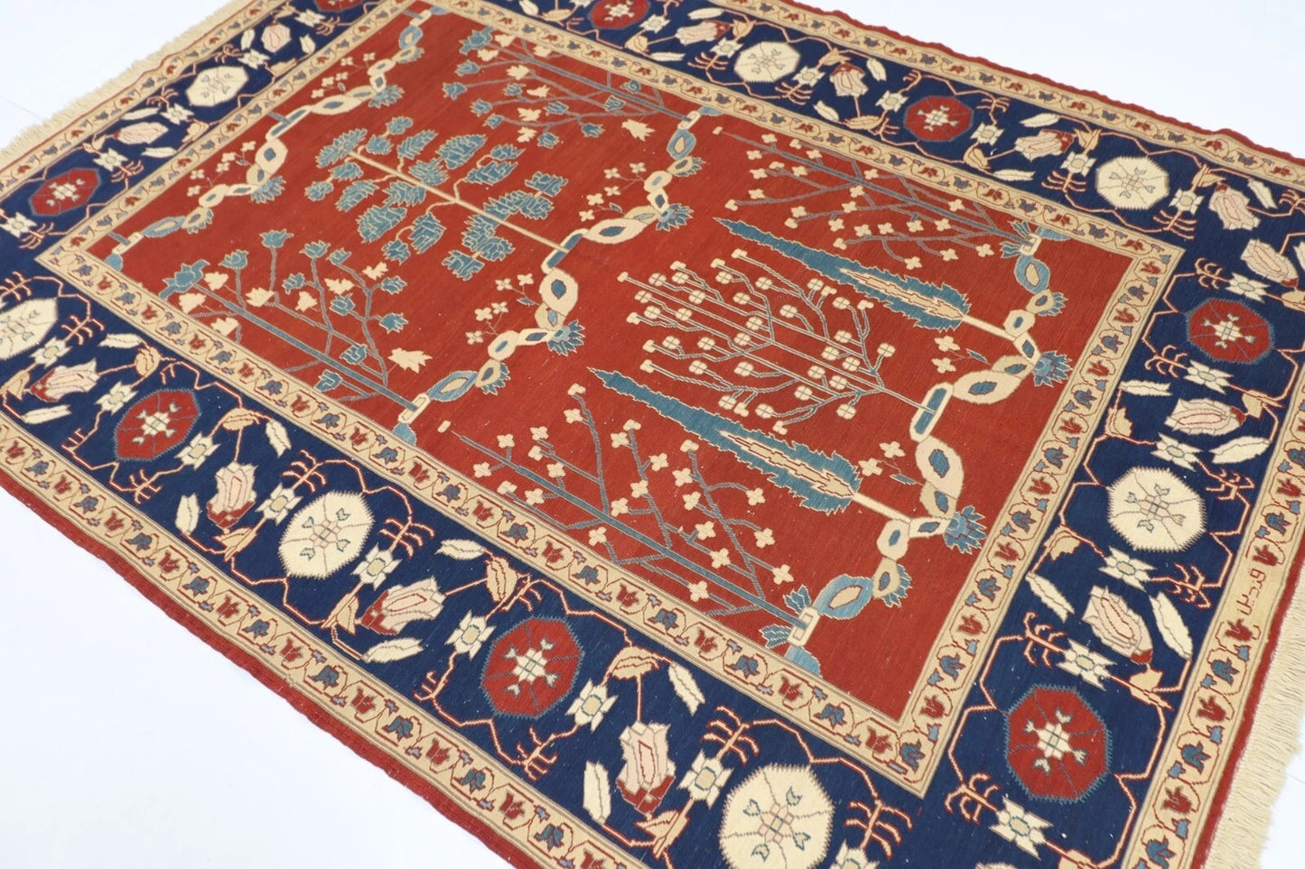 172 x 230 cm | Flat Weaved Afghan Tribal Hand Knotted Veg Dye Wool Carpet