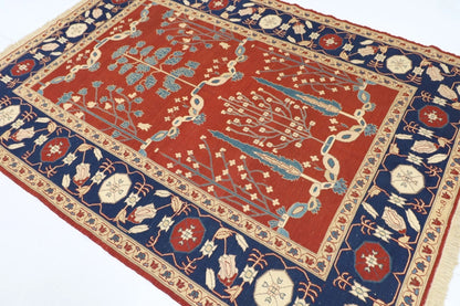172 x 230 cm | Flat Weaved Afghan Tribal Hand Knotted Veg Dye Wool Carpet