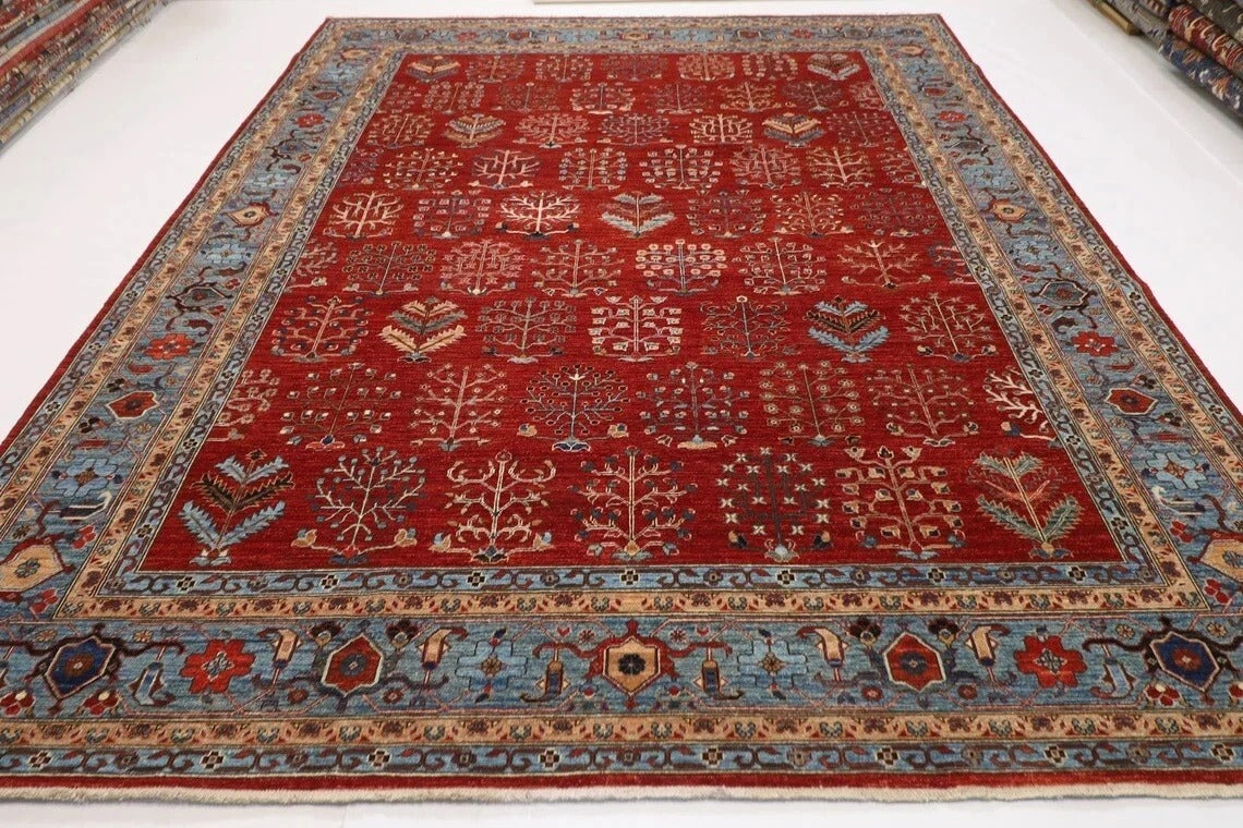269 x 354 cm | Plants and Trees Afghan Hand Knotted Carpet