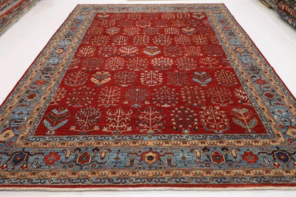 269 x 354 cm | Plants and Trees Afghan Hand Knotted Carpet